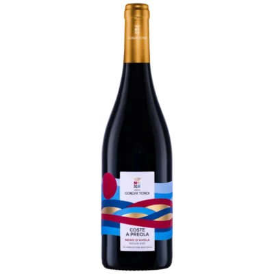 Botella de Coste a Preola Nero d’Avola Sicilia DOC Gorghi Tondi 75 cl