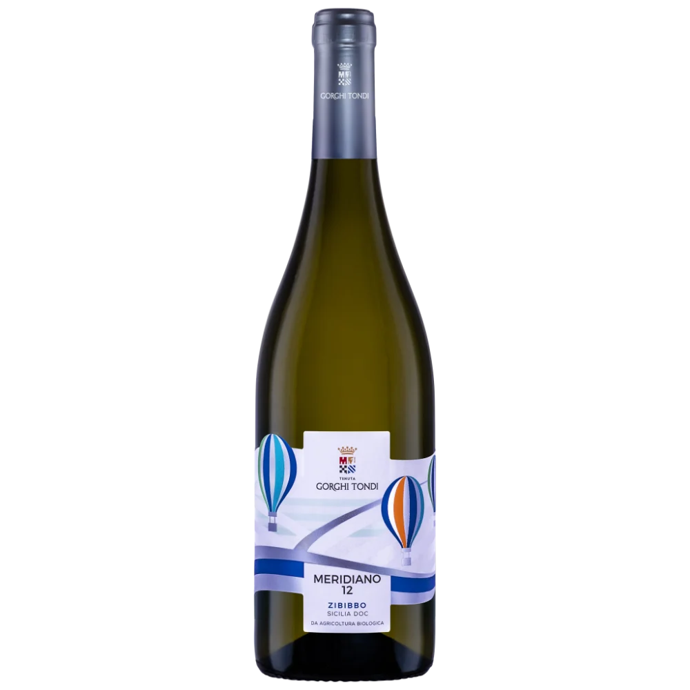 Botella de Meridiano 12 Zibibbo Secco Sicilia DOC Gorghi Tondi 75 cl